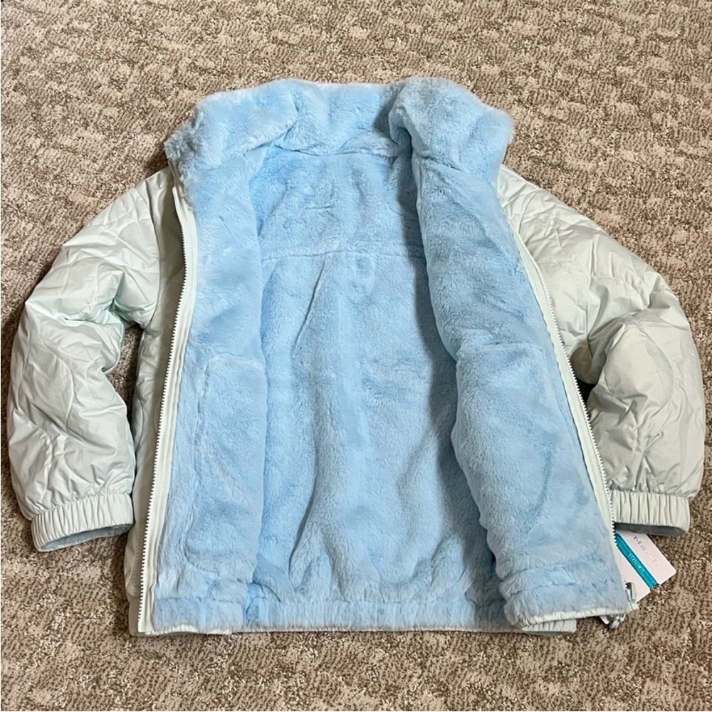 Athleta Girl Reversible Halycon Blue Warm + Fuzzy Jacket—6 - Picture 7 of 11